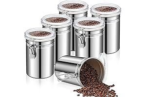 6 Pcs Stainless Steel Canisters 62 oz Stainless Steel Containers with Lids...