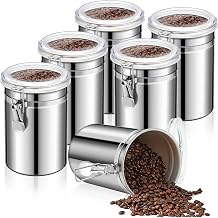 Lallisa 1 Pcs Stainless Steel Kitchen Canister 62 fl oz with Airtight Clear Clamp Lid, Metal Food Storage Container Set for Coffee Bean Ground Coffee Flour Sugar Spice Tea Cereal Snack Candy Pantry