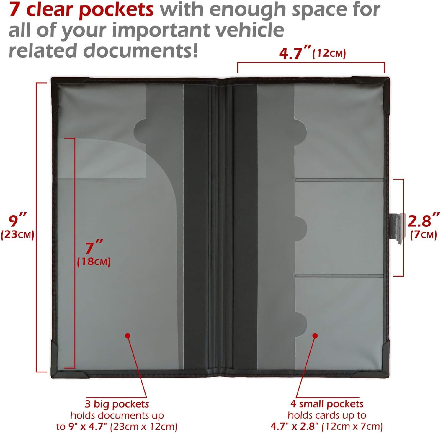 Auto Insurance and Registration Card Holder - Vehicle Glove Box Document Organizer - Car Essential Paperwork Holder for DMV, AAA, Contact Information Cards - BLACK + BROWN + BLUE BUNDLE