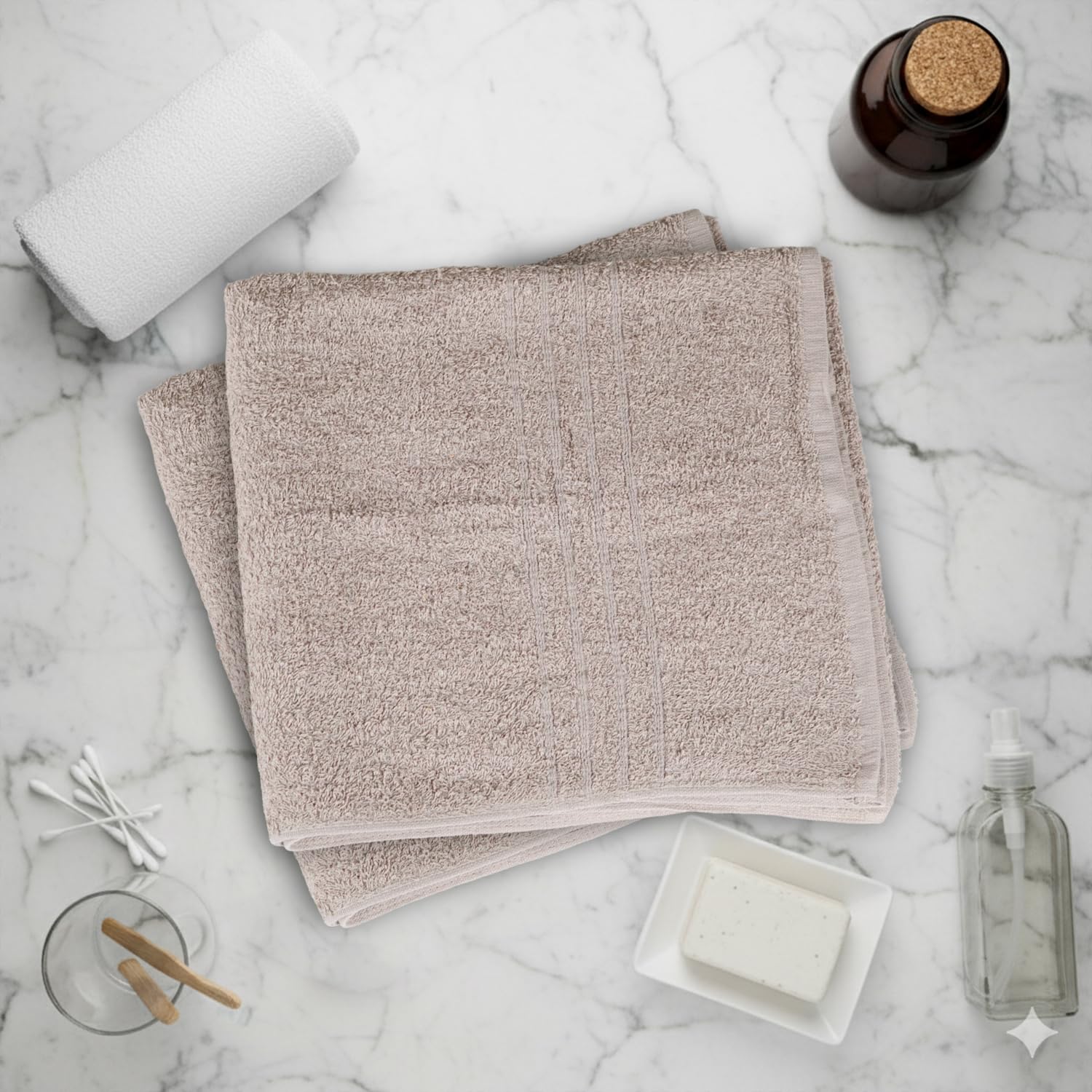 Asciugamani da bagno_27 x 54_Pk 12_Asciugamani da bagno beige (confezione da 12, 27 W x 137 L) Beige - Asciugamano in cotone per palestra, bagno, spa, rasatura, shampoo, per uso quotidiano