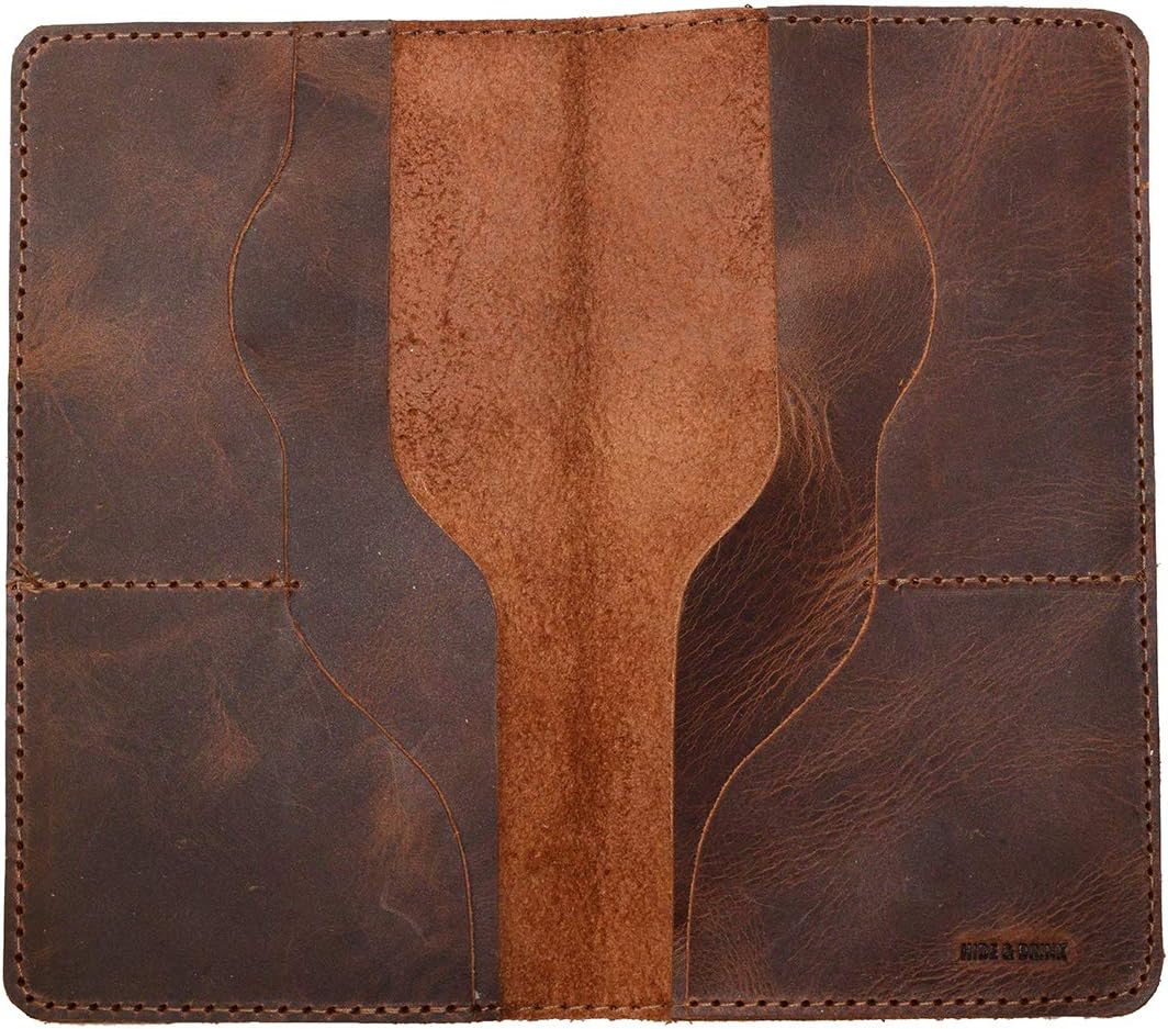 Hide & Drink, Large Wallet Handmade from Full Grain Leather, Bourbon Brown, Classic