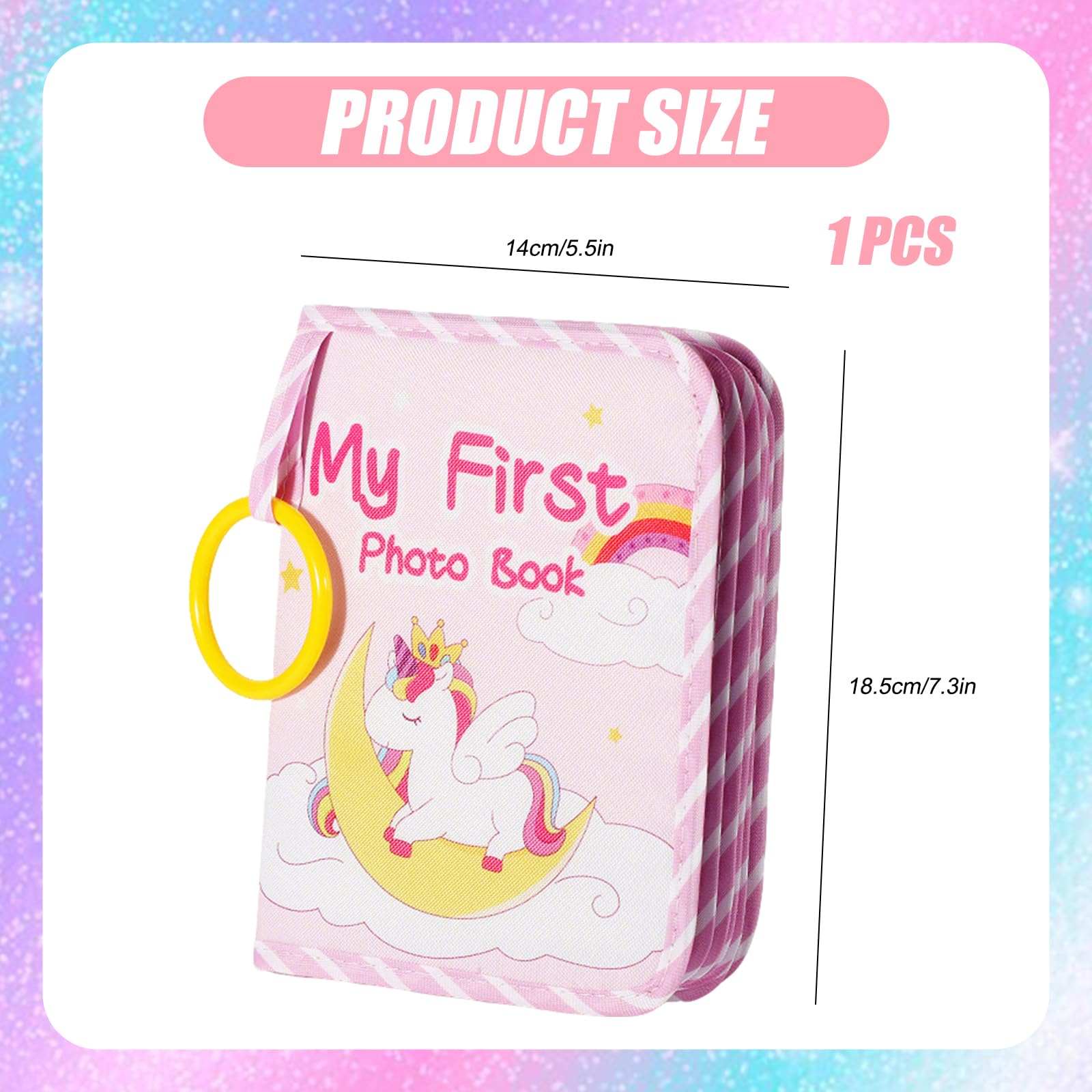 Baby Photo Album Baby Memory Book Cute Unicorn Soft Cloth Photo Book Memory Personalised Babys Gifts My First PhotoBook for Newborn Toddler Boy Girl Shower Party Favors - Image 2