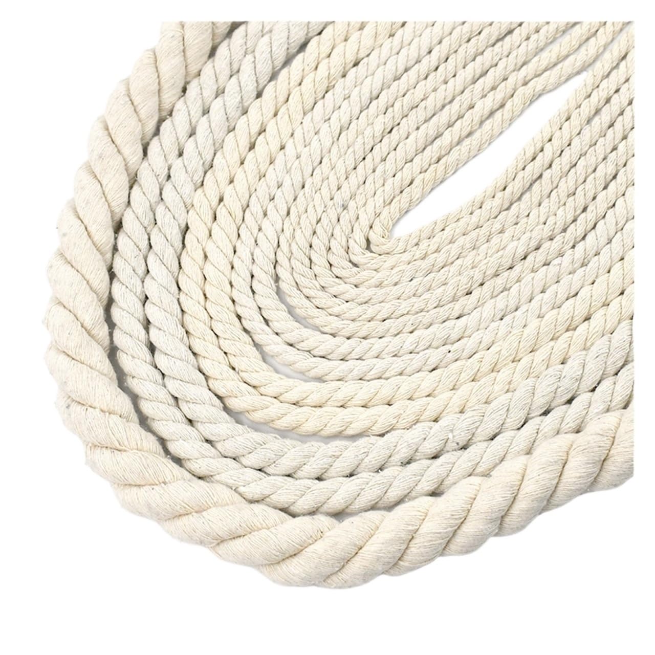 1pc 2/5/10M 5-20mm Braid Macrame Cord Twisted Ropes Thread Decorative String 3 Shares Cotton Rope DIY Bag Clothes Home Lace Sewing(Beige-7mm,2Meters)