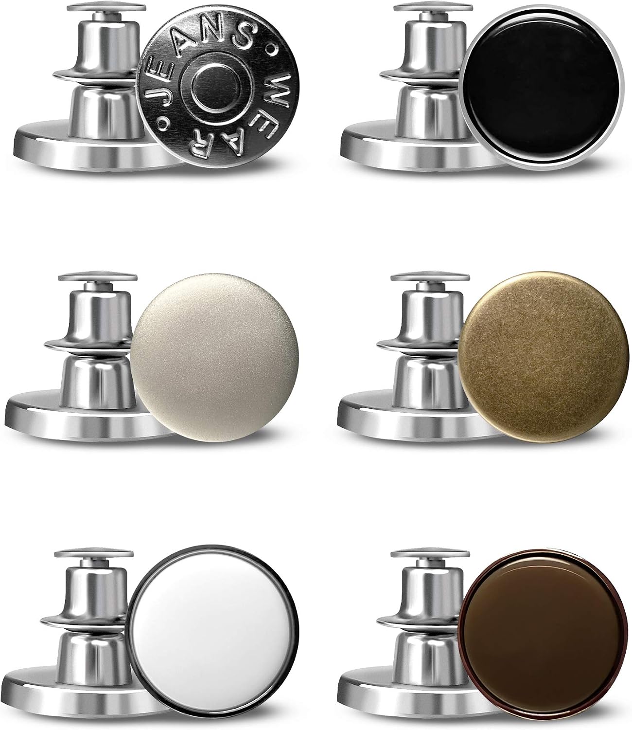 12 Sets Pin Button,Perfect Fit Buttons,Removable Metal Button to Extend or Reduce Pants Waist Size, Cowboy Clothing Jackets Pants Bags Button Clips (0.67 inch)