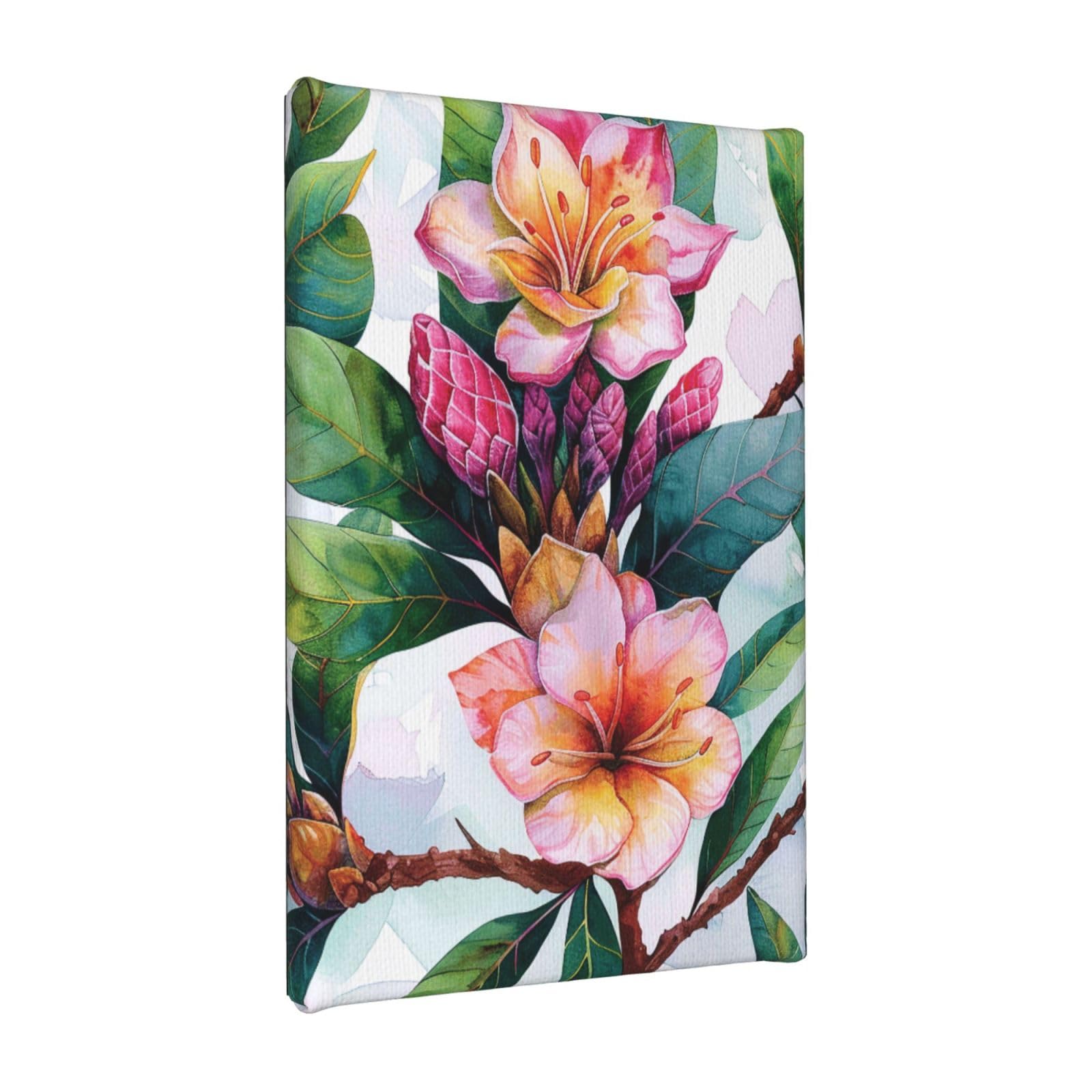 Ykljg Hawaiian Flower Art Print Printed Wall Art Canvas Painting 20X30 Cm Wooden Framed Picture Painting Artwork Prints For Bedroom Kitchen Home Office Decor