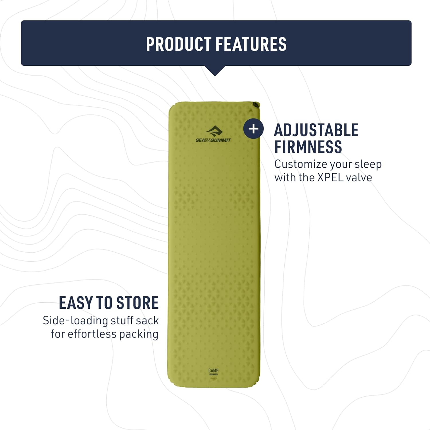 Sea to Summit Camp Self-Inflating Foam Sleeping Mat for Camping and Backpacking - Rectangular - Regular (72 x 25.2 x 1.5 inches)
