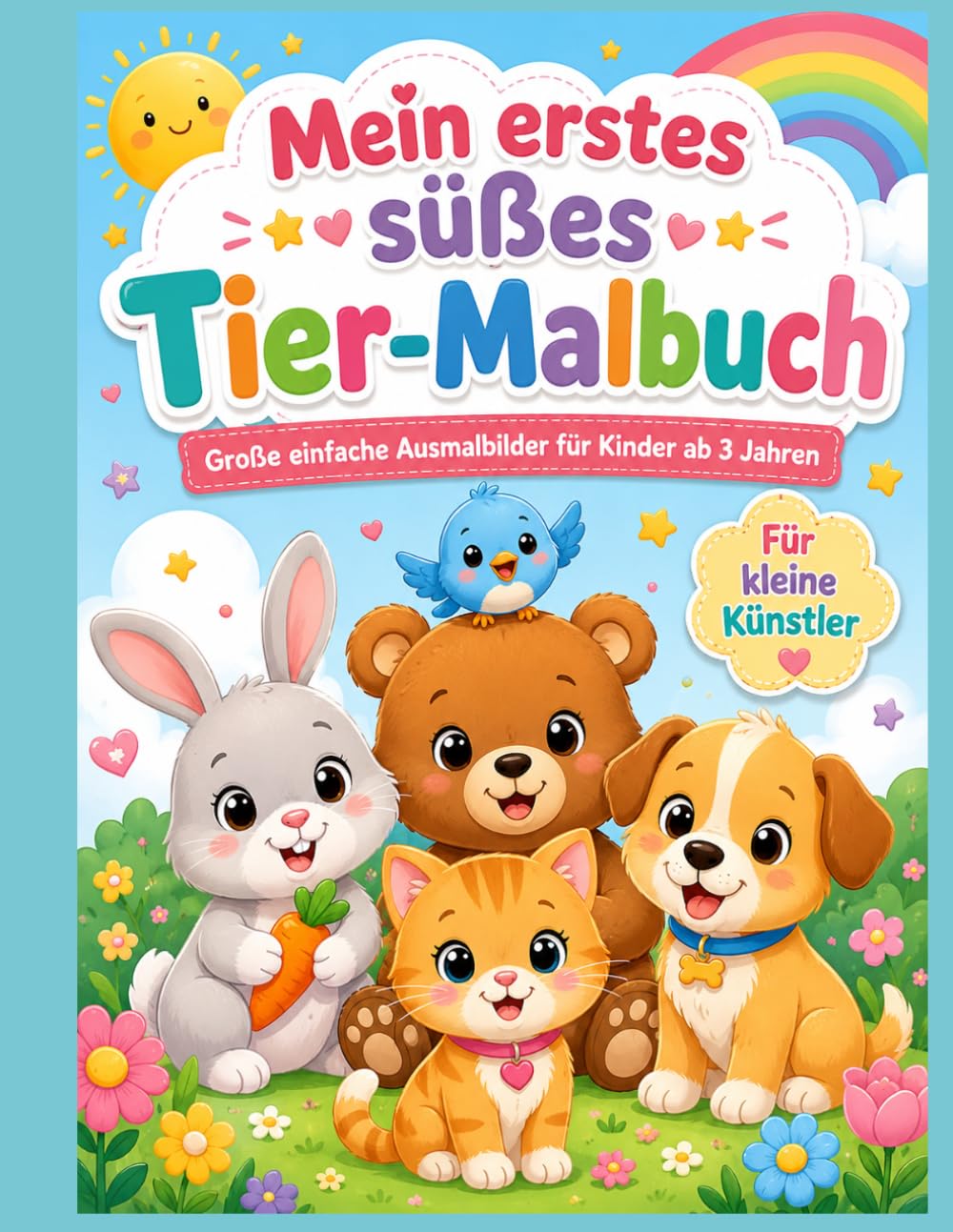 Mein erstes süßes Tiermalbuch: Einfache Ausmalbilder für Kinder ab 3 Jahren