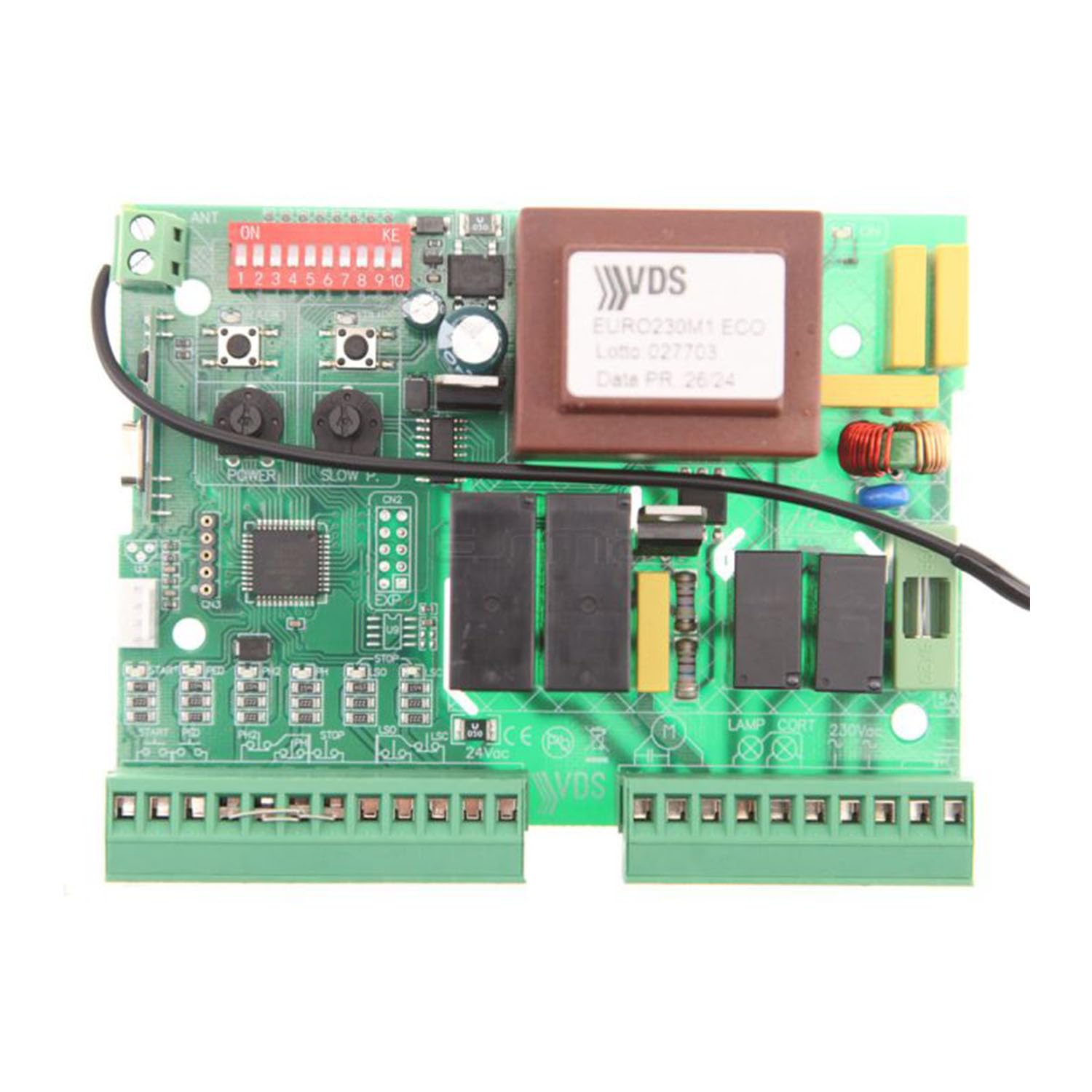 Placa de control Placa VDS EURO 230 M1 Cuadro de control para motores de corredera, basculantes contrapesadas, barreras entre otras aplicaciones. Alimentado a 230Vac.