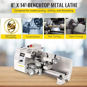VEVOR Mini Metal Lathe, 8x14, Mini Lathe Machine 2250 PRM Variable Speed Change, Precision Mini Lathe 650W Metal Working Lathe, Milling Machine for Various Types of Turning