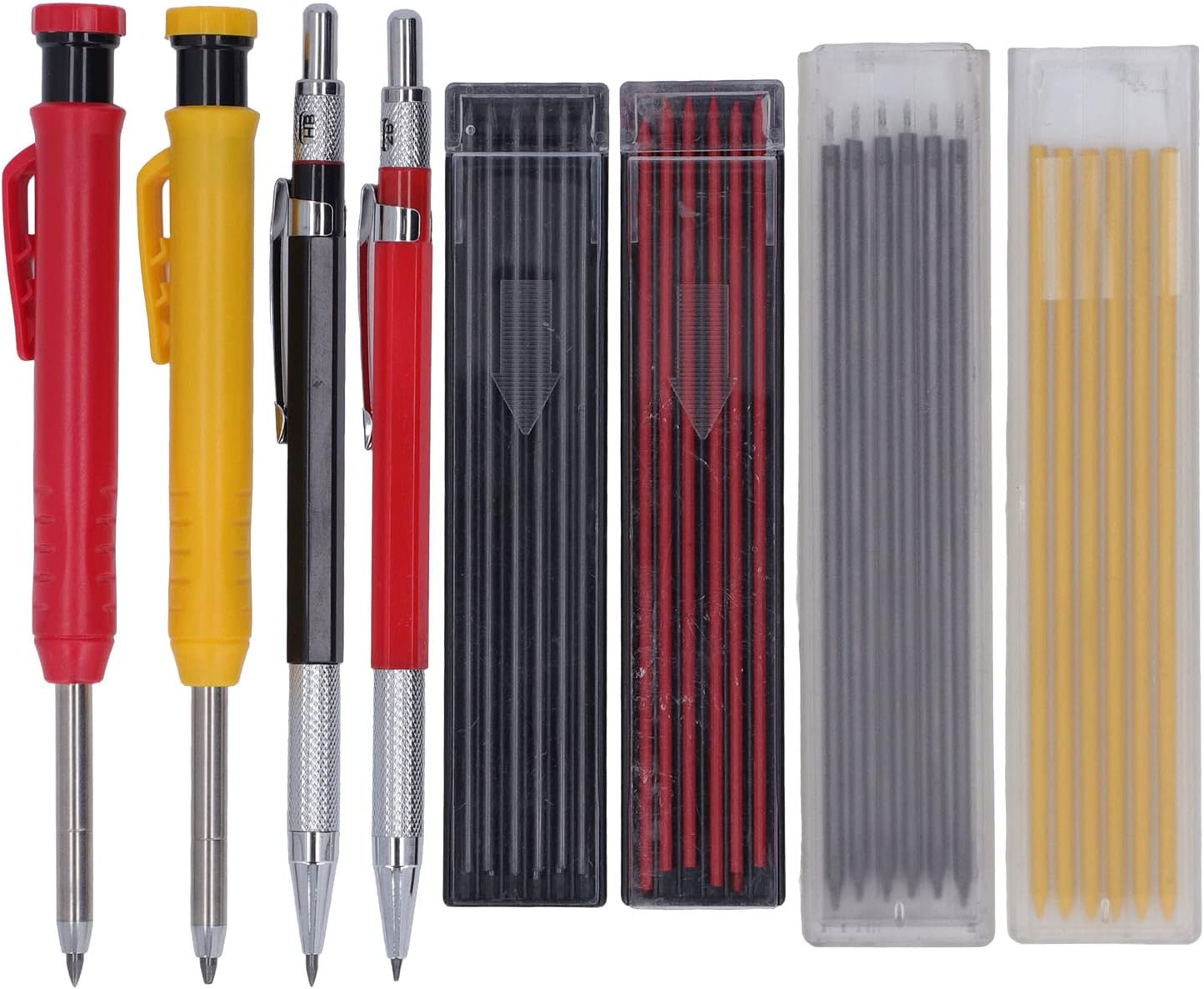 soobu Mechanical Carpenter Pencils Kit with 40 Refill, Clamp Design Deep Hole Woodworking Pencils Marker Marking Tools for Carpenter, Carpentry Marking Scribe Tools
