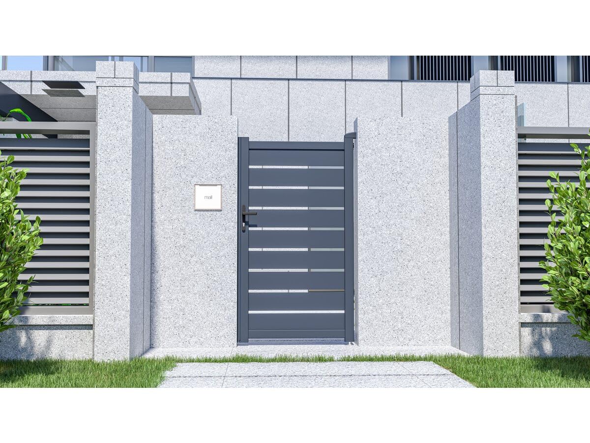 Puerta peatonal incorporada de aluminio Bastien - 100 x 176 cm - Antracita