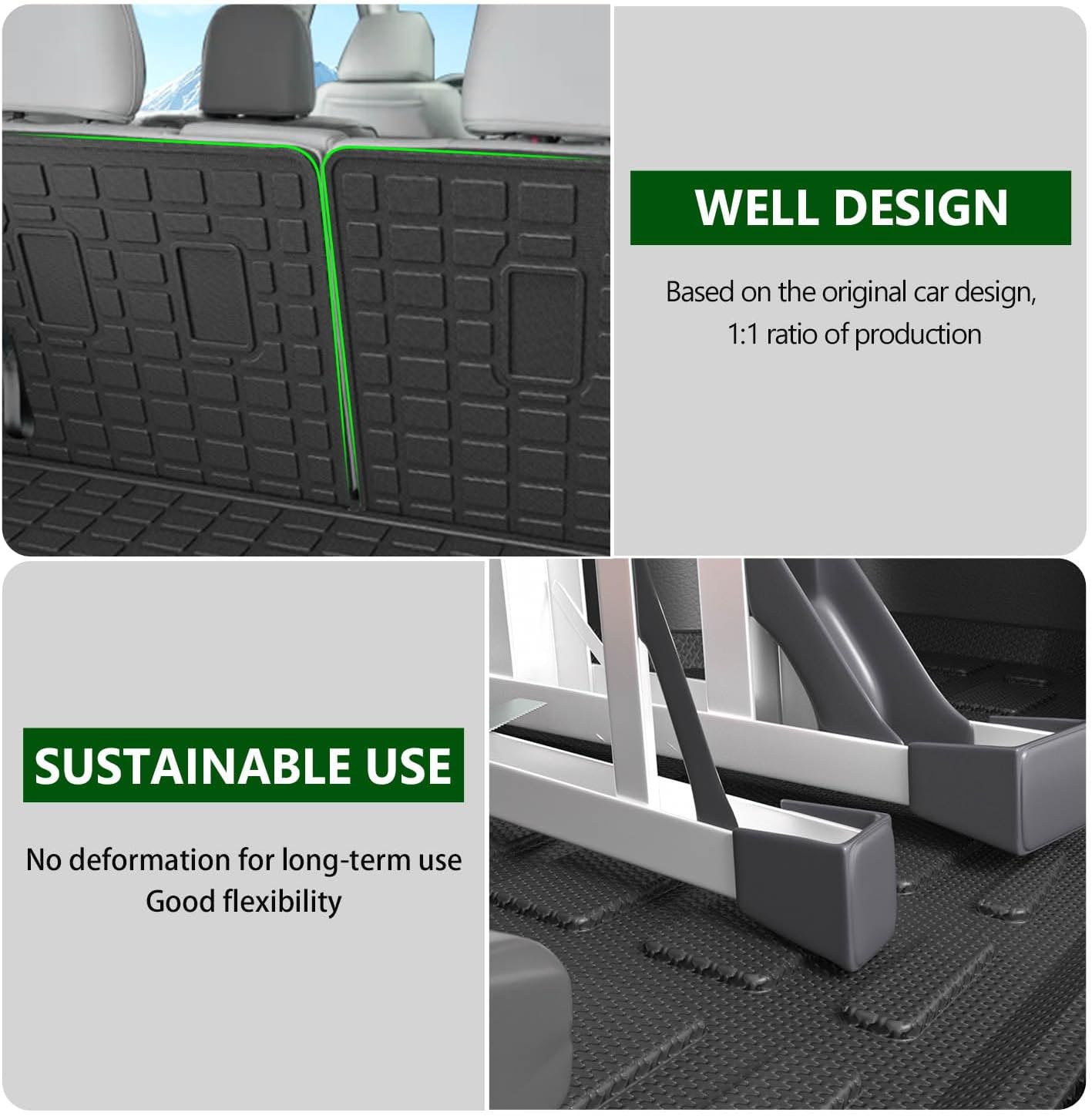 xipoqix Trunk Mat Backrest Mat Compatible with 2023-2025 Honda Pilot Cargo Liner Behind 3rd Row Replacement for 2023-2025 Honda Pilot Accessories (Fit 23-25 Honda Pilot, Cargo Mat with Backrest Mat)