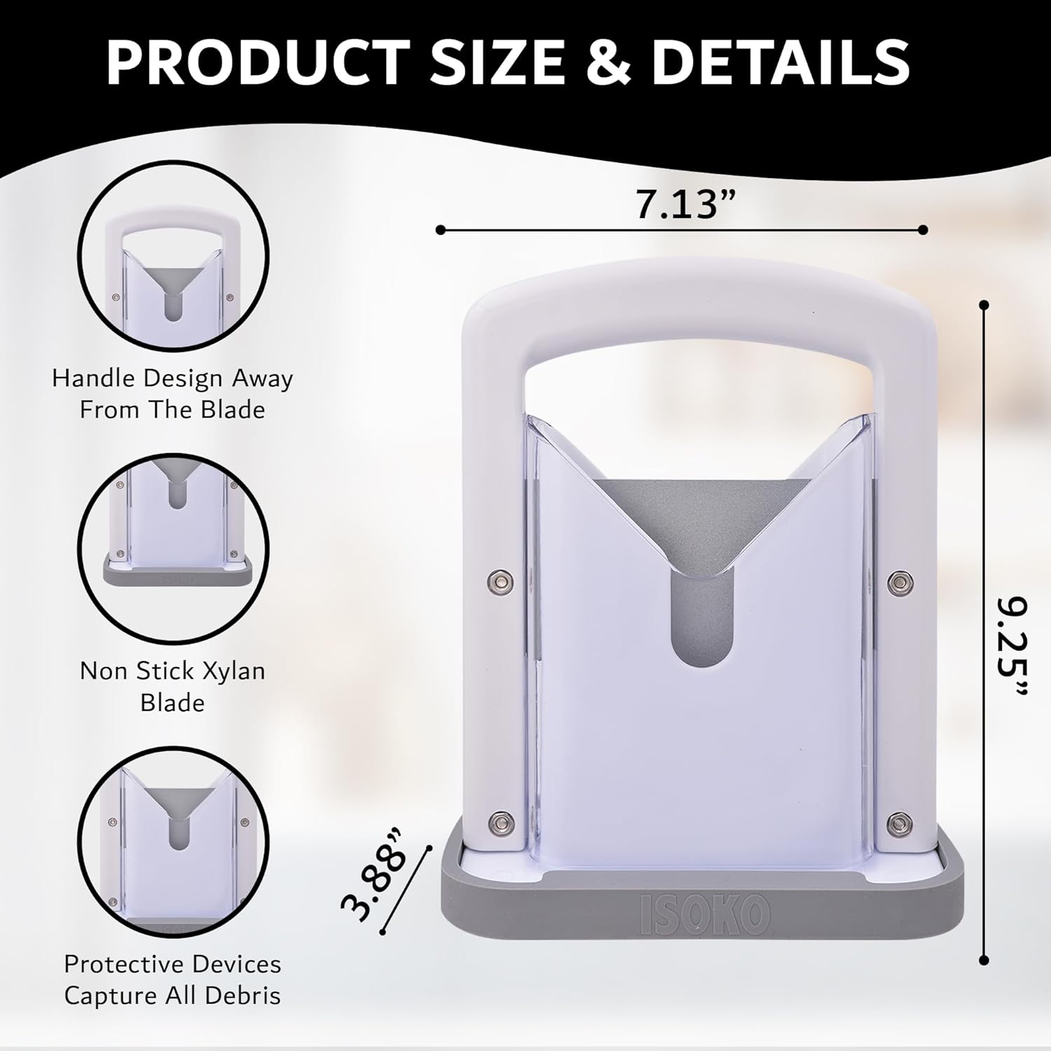 ISOKO Bagel Slicer - Premium Stainless Steel Bagel cutter, with Smooth Guillotine and Non-Slip Silicone Base for Perfect Slices Every Time for the better bagel experience. White