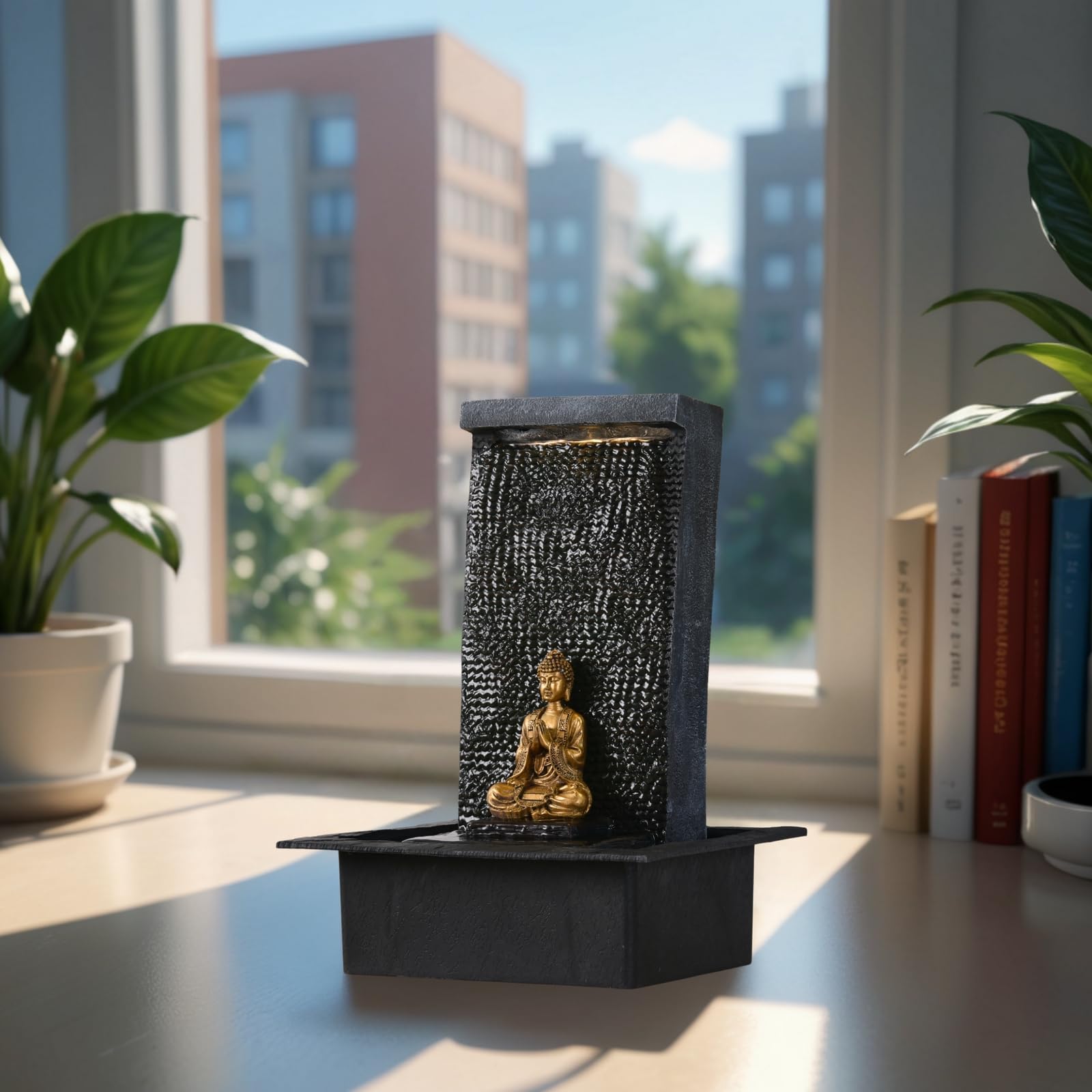 Zen'Light Zenitude Fuente de poliresina Negra 31 x 31 x 42 cm