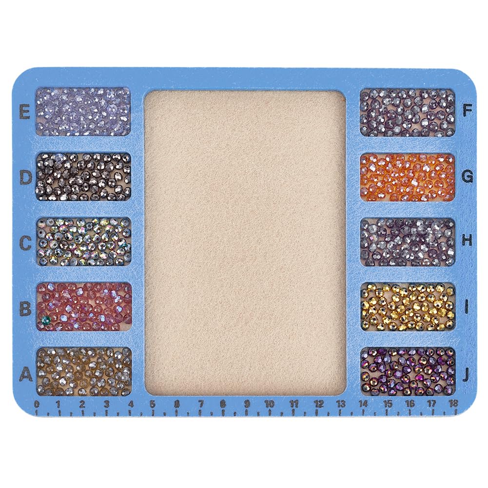 BENECREAT 2 Pcs Felt Beading Mat, 7.8x5.9 Inch/20x15cm Rectangle Felt Bead Design Boards with Centimeter Alphabetic Scale Beads Tray Bead Pads for Art Crafts Jewelry Making Beading Supplies(Blue)
