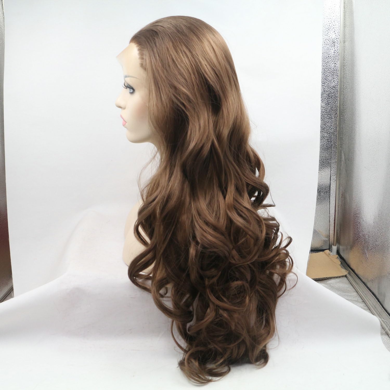 6# Dark Brown Wig Body Wave Heat Resistant Fiber Natural Brown Color Synthetic Lace Front Wigs for Women Natural Looking Synthetic Replacement Wig Daily Cosplay Party Halloween Drag Queen 26" - Image 2