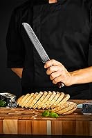 Vista 7 de FANTECK Cuchillo de pan, cuchillo de cocina dentado de 8 pulgadas, VG10 Damascus Pro de acero inoxidable de alto carbono de 67 capas para pan