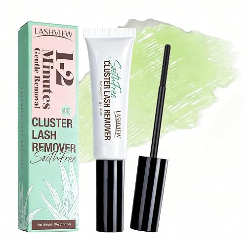 LASHVIEW Removedor de Pegamento para Pestañas en Racimo Fórmula de Gel Calmante, Viene con Varita de Rímel, Fácil Remoción en Casa del Pegamento de