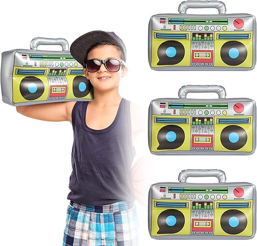 meekoo 5 unidades de radio inflable Boombox inflable Boombox 80s 90s decoración de fiesta 16.5 pulgadas para raperos hip hop tema disfraz disco