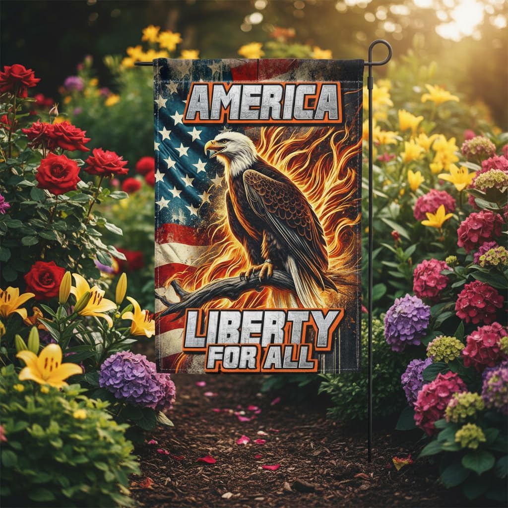 American Eagle Garden Flag 12x18 - "America Liberty For All" Patriotic US Flag Double Sided Outdoor Indoor Decor for 4th of July, Veterans Day, Memorial Day - Image 9