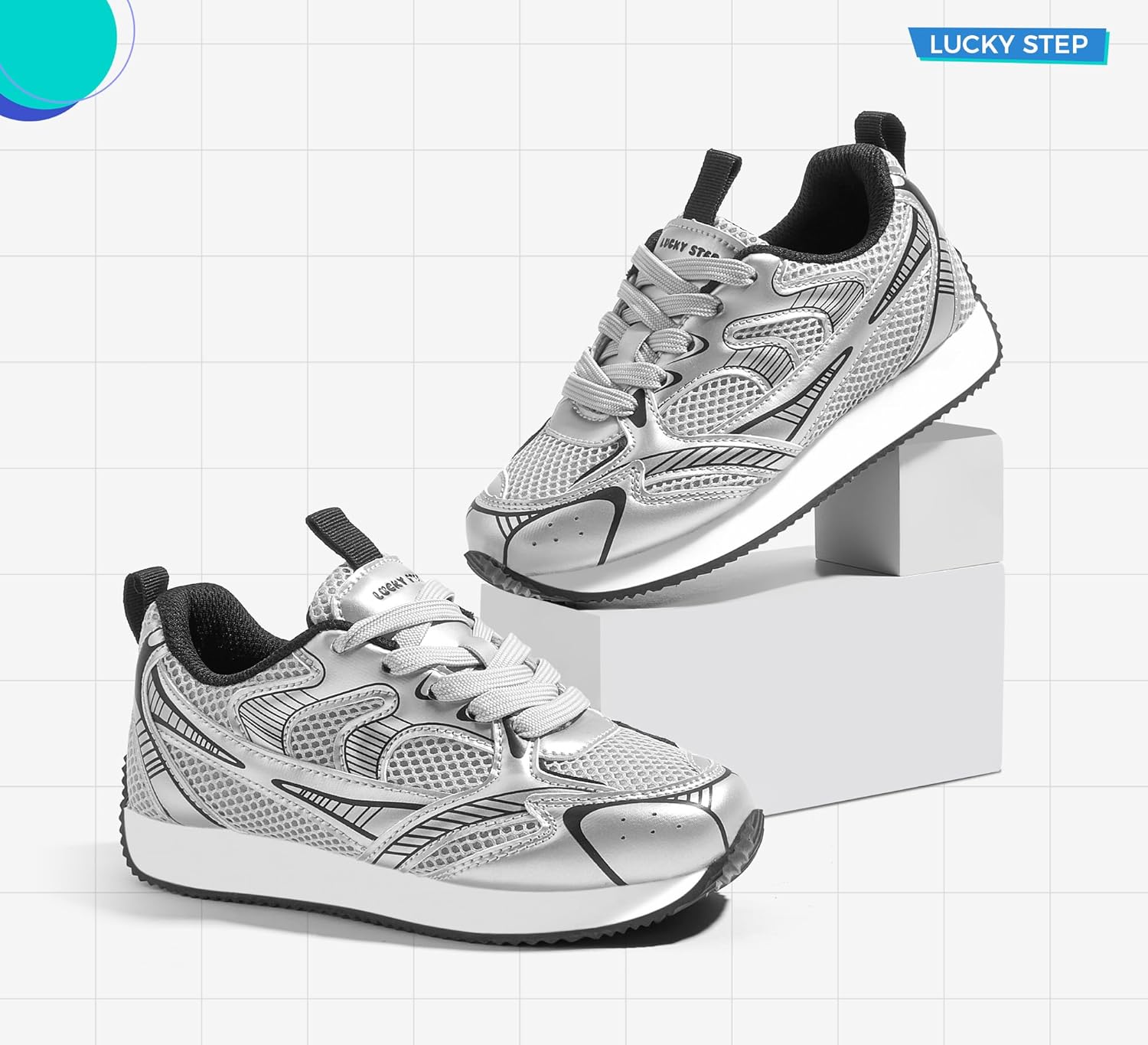 LUCKY STEP Kids Reteo Fashion Sneakers Girls Boys Breathable Mesh Tennis Casual Walking Shoes for Big&Little Kid and Toddler Athletic Trainers - Image 7