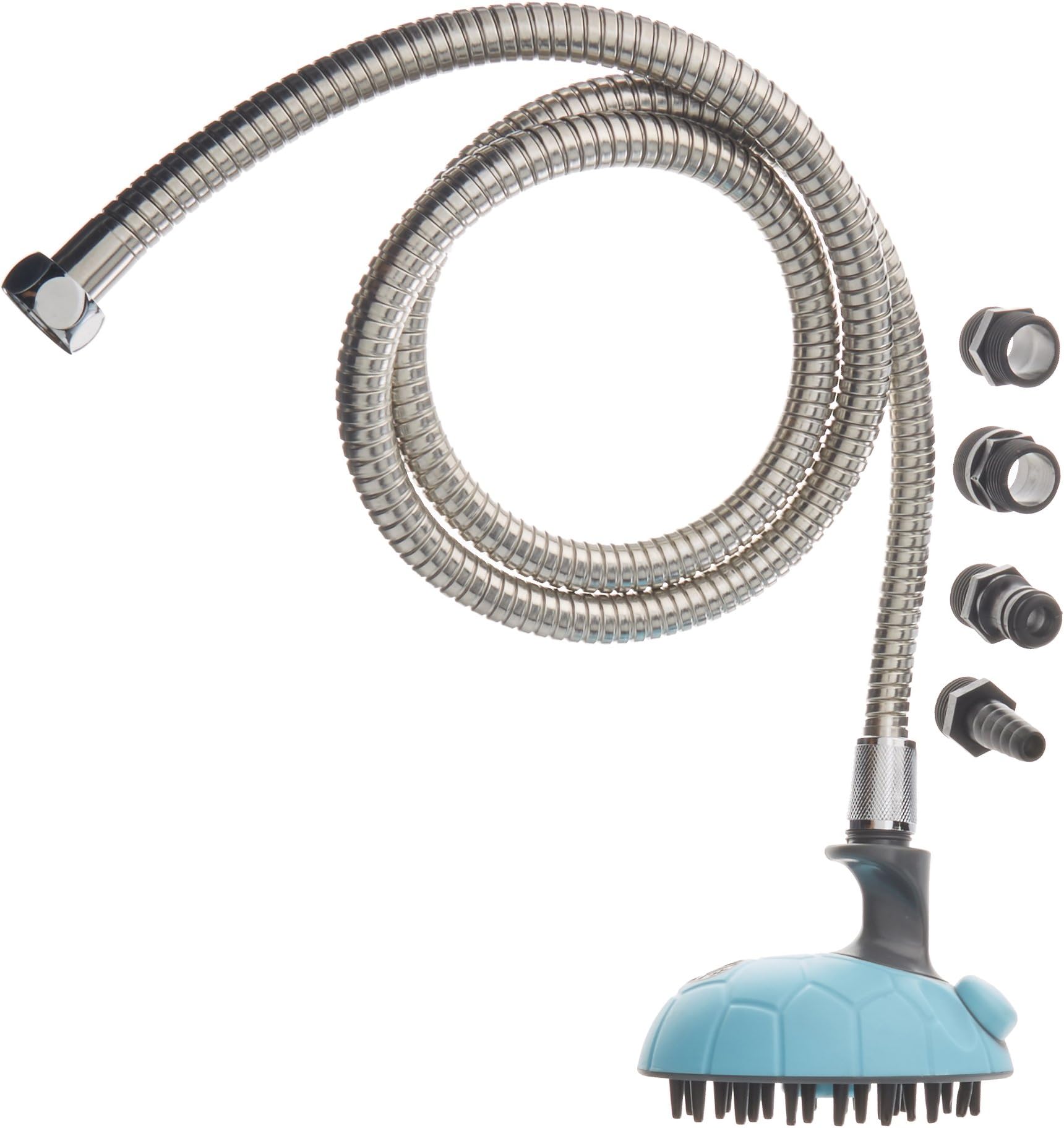 Multi-Functional Handheld Pet Bath Sprayer & Shampoo Shower Brush for Dogs and Cats with Stainless Steel Hose (Blue)