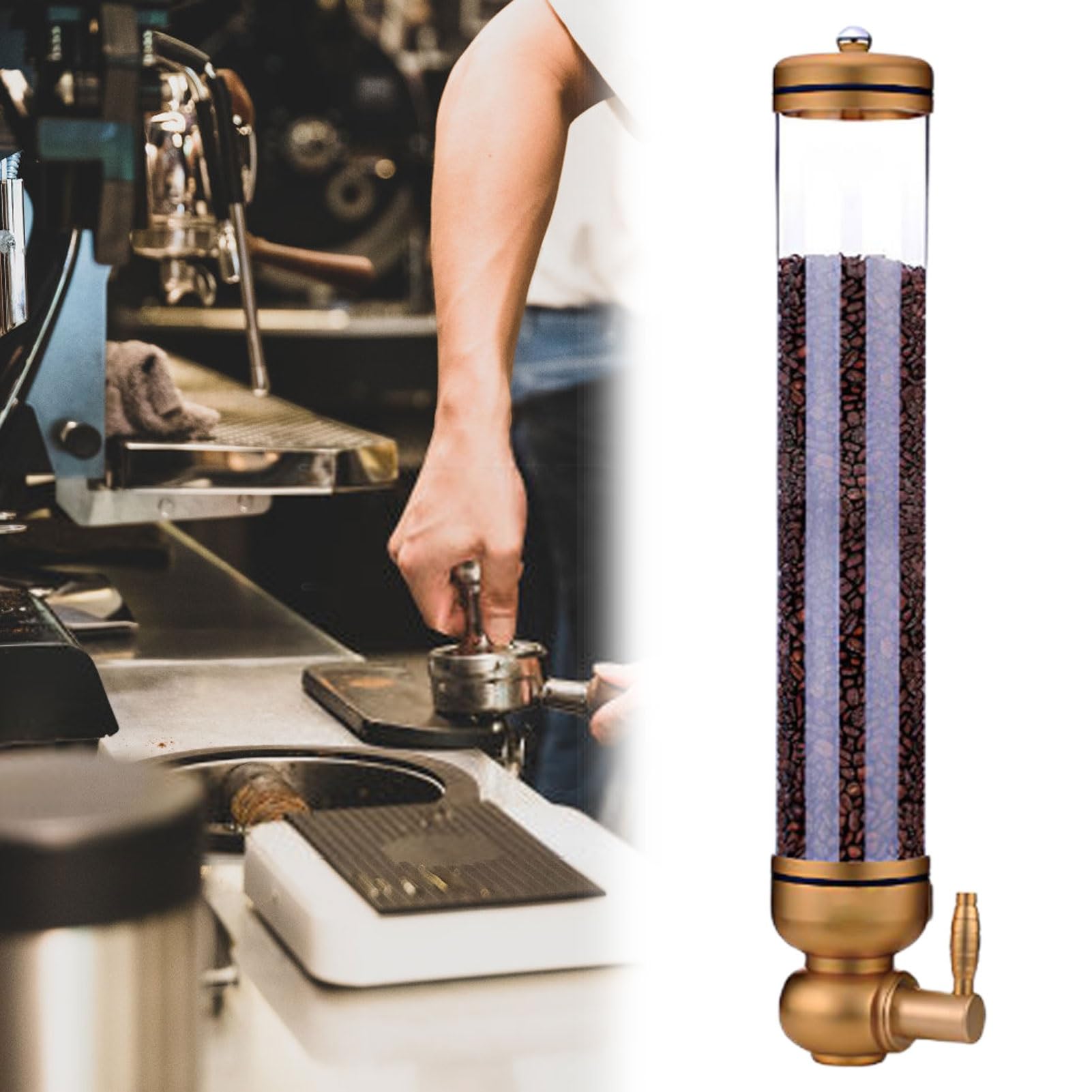 Dispensador de granos café aleación aluminio acrílico