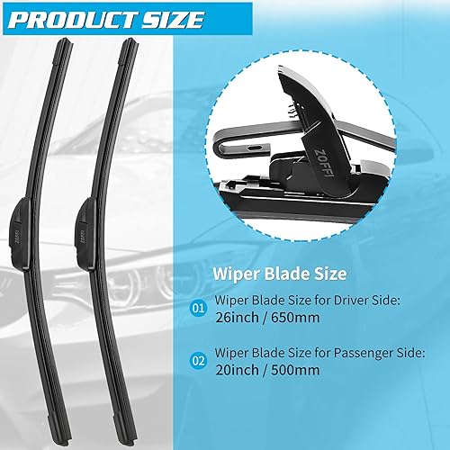 Miniatura 4 de ZOFFI Escobillas de repuesto para Toyota RAV4 2013-2018, 26 + 16 pulgadas, con gancho UJ para todas las estaciones, repuesto de equipo original