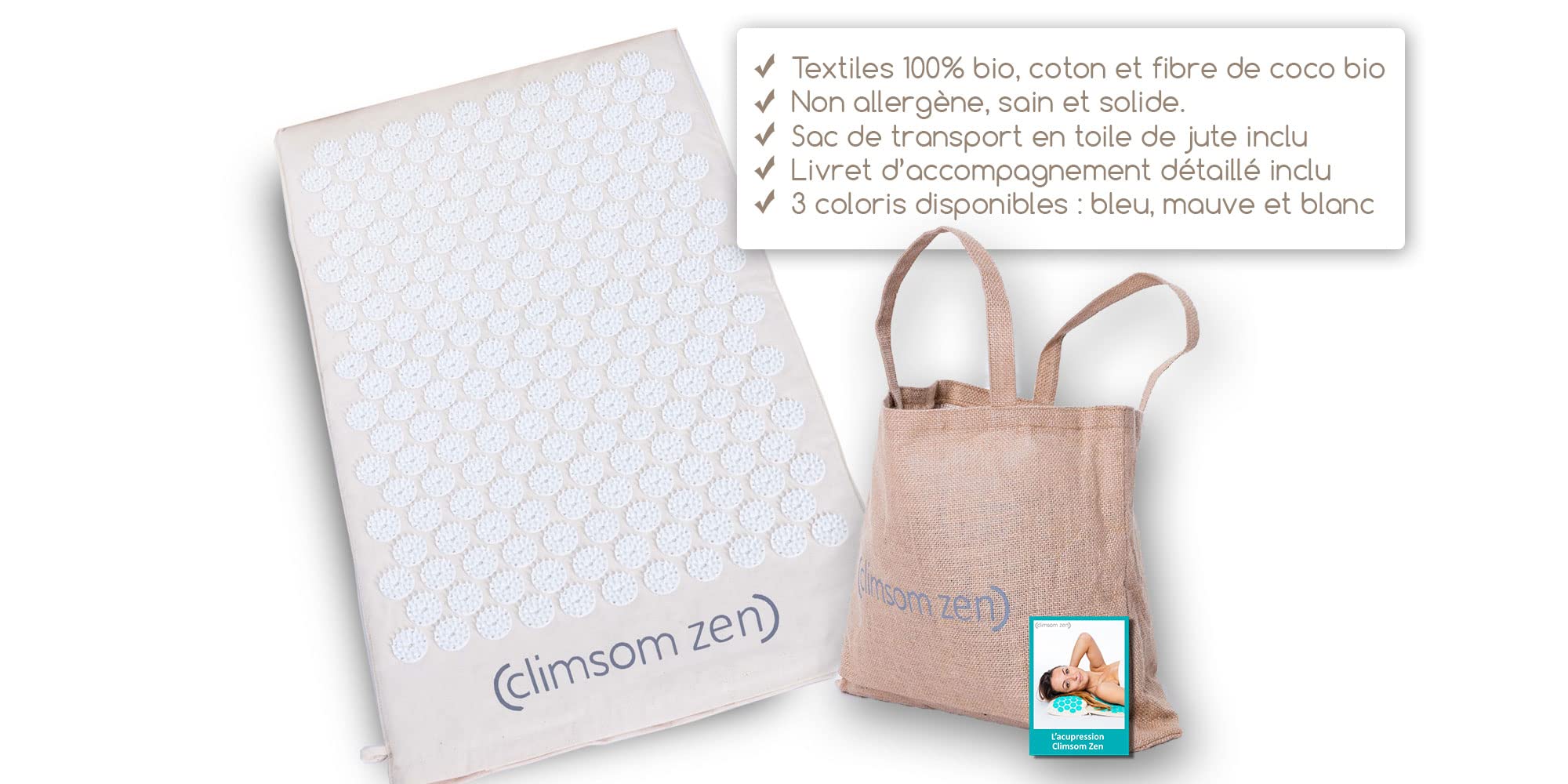 Climsom - Alfombrilla de acupresión Zen en color blanco