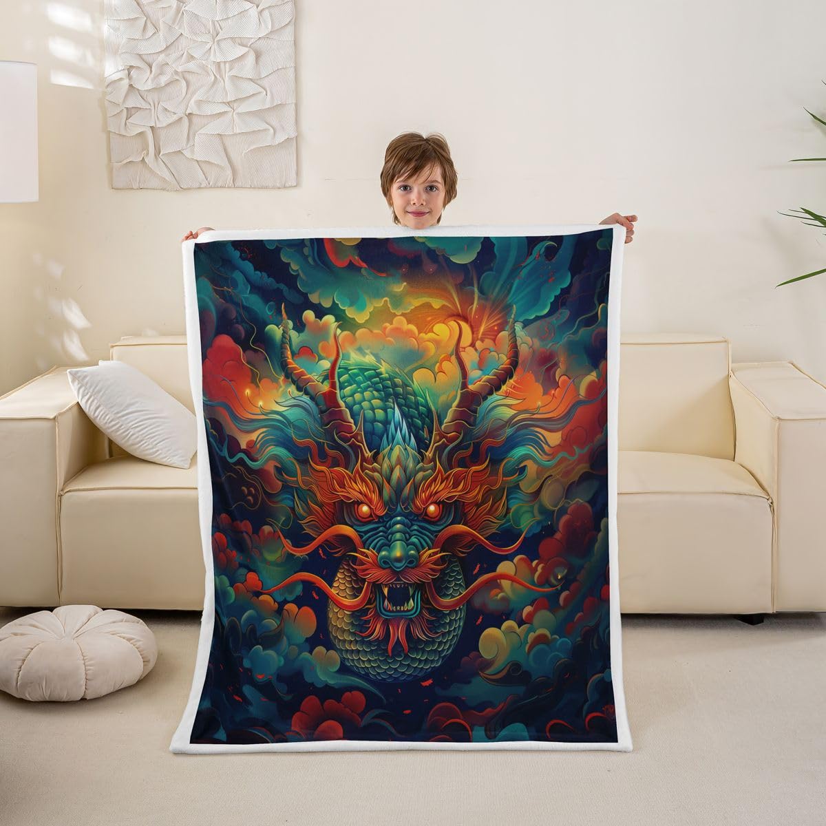 Couverture polaire dragon chinois le cadeau idéal pour garçons et filles