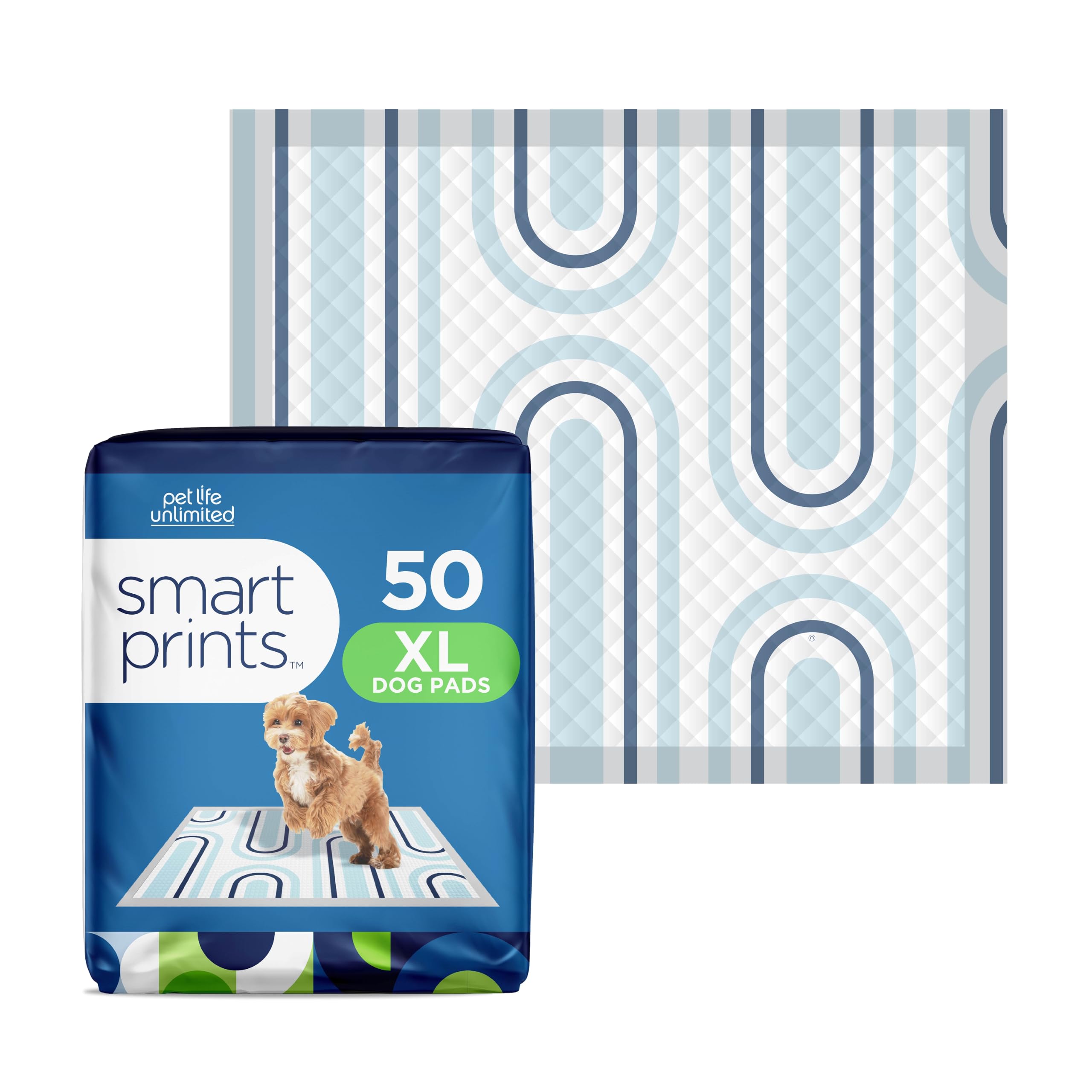 Pet Life Unlimited Smart Prints Extra Large Puppy Pads | Dog Pads| Training Pads | Odor Controlling Paw Activated Fragrance | Super Absorbent | Leak Proof | Made in The USA | 26" x 30" | 50 Count