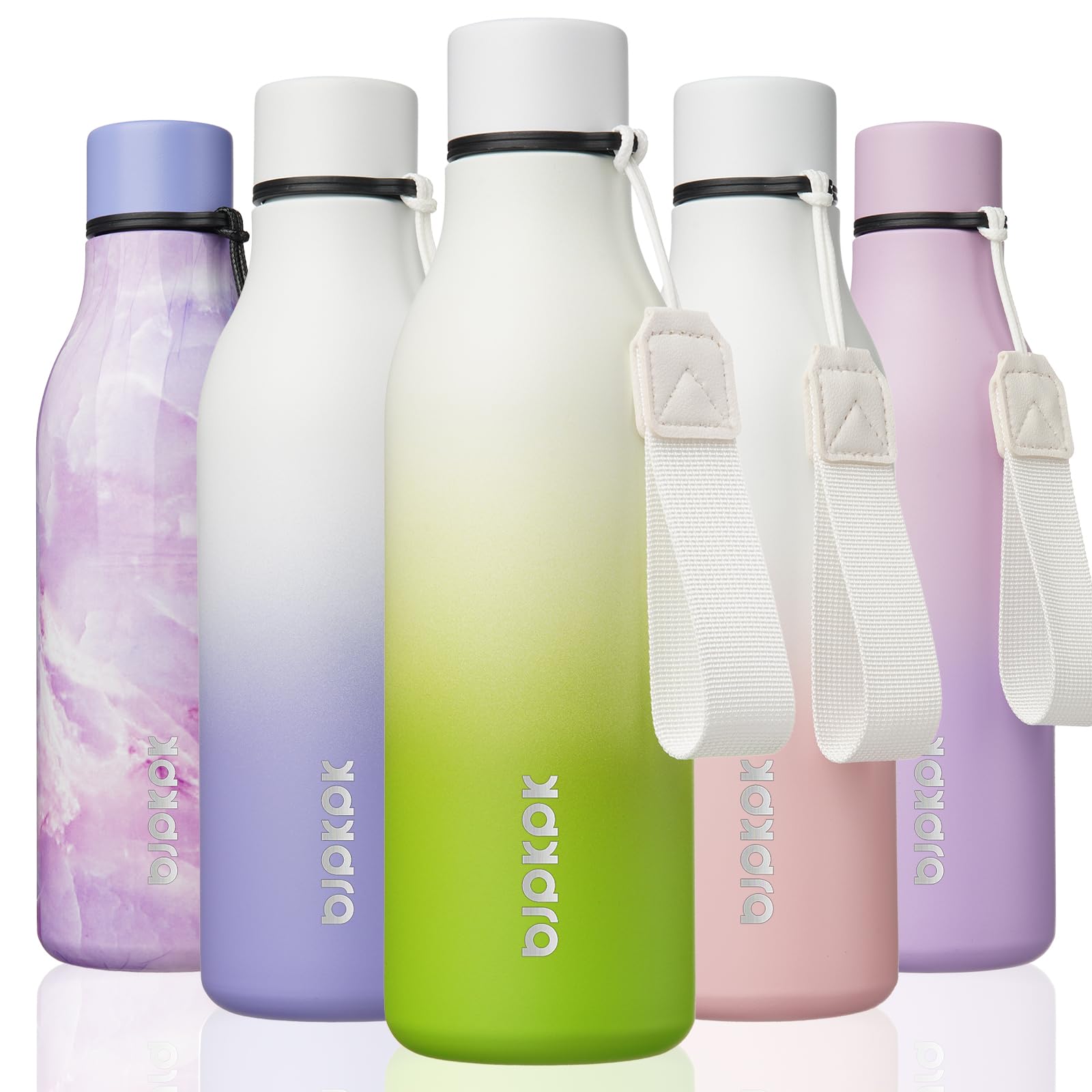 BJPKPK 18oz Insulated Water Bottle, Stainless Steel Bottle with Carry Strap | Keep Cold &amp; Hot Vacuum Insulation, Leak-Proof BPA-Free Design, Slim Bottle Fits Most Cup Holders for Gym, Office &amp; Travel