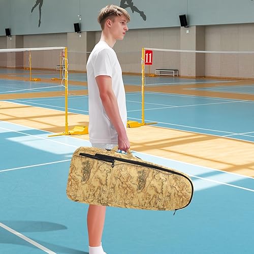 Miniatura 8 de Raqueta de tenis mochila impermeable vintage mapa de juego raqueta de tenis bolsa con capacidad para 2 raquetas para adolescentes, niños, niñas,