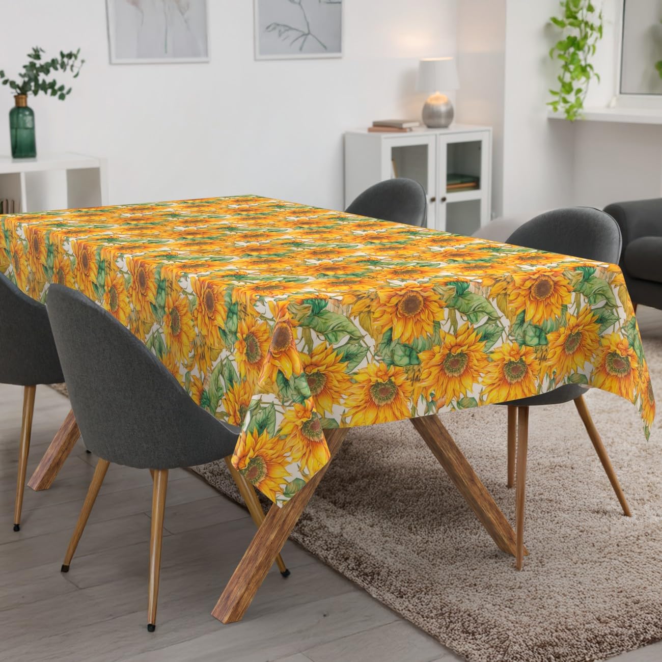 ANRO Tischdecke abwaschbar Sonnenblume 220x140 cm Outdoor wetterfest
