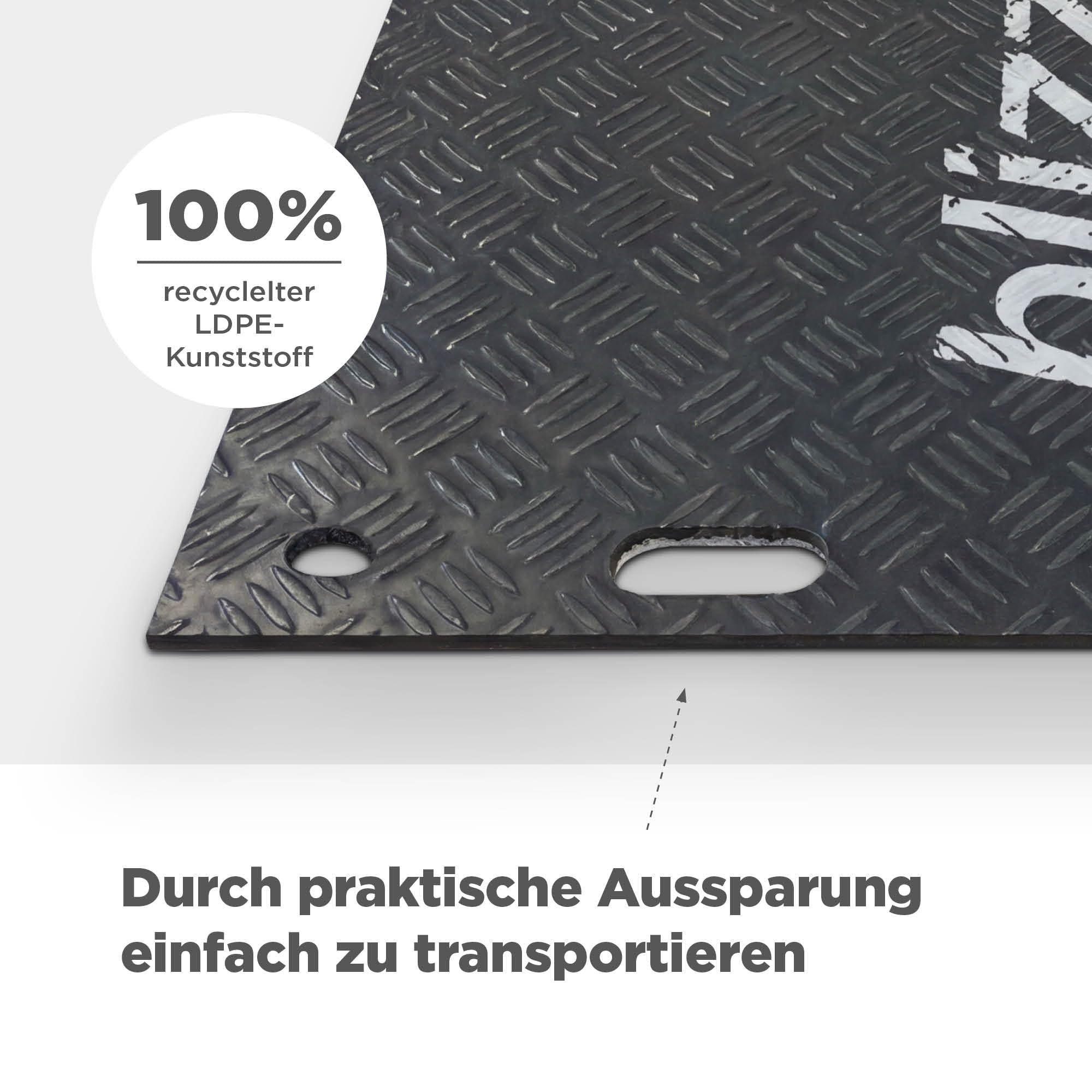 blizz-z Bodenschutzplatte flex Maße: 1,2 x 2,4 m x 12 mm (4 Stück) | Baggermatraze, Überfahrplatten bis 20 Tonnen Last | für Baustellen, Gärten, Events | Made in EU