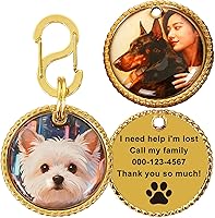 Vista 9 de Etiquetas para Perros Golden Retriever Personalizadas para Mascotas Etiqueta de Identificación de Nombre de Perro Grabada Personalizada de Cobre