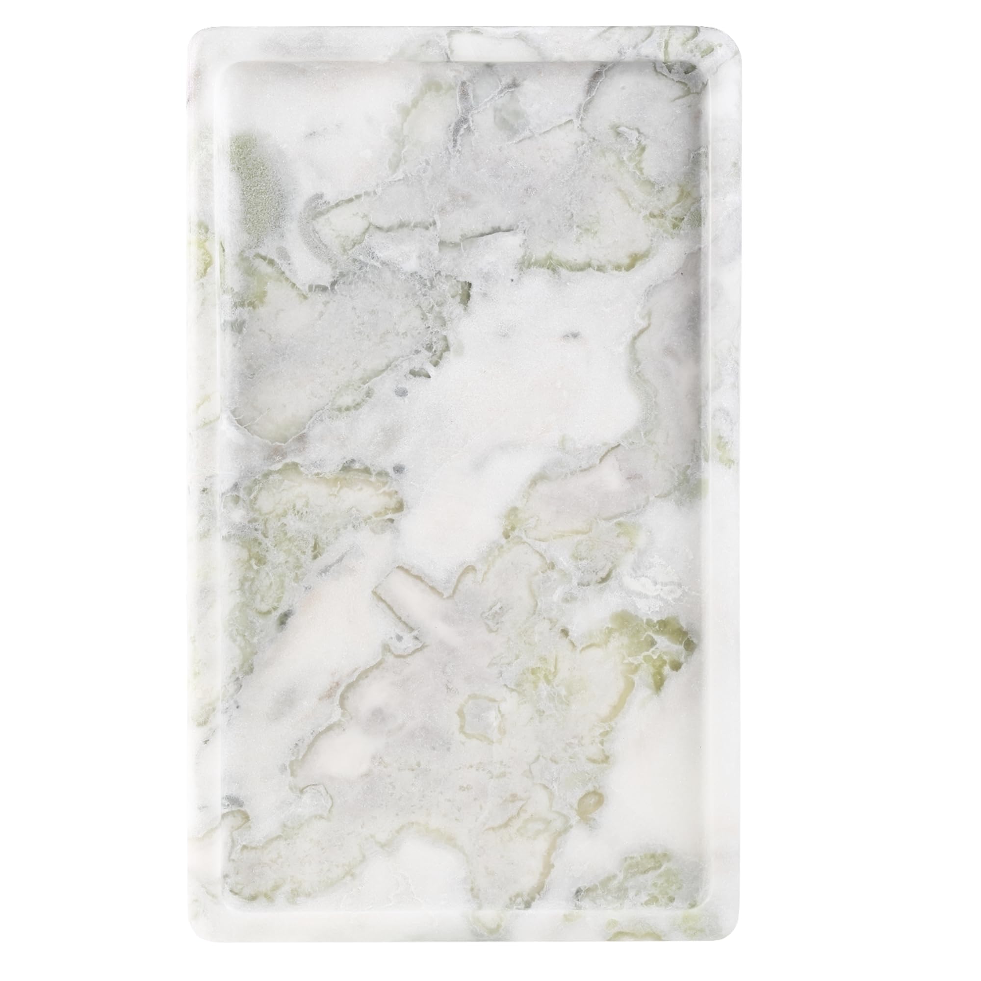 Koville African Natural Marble Perfume Tray Vanity Tray for Dresser Tops, 14