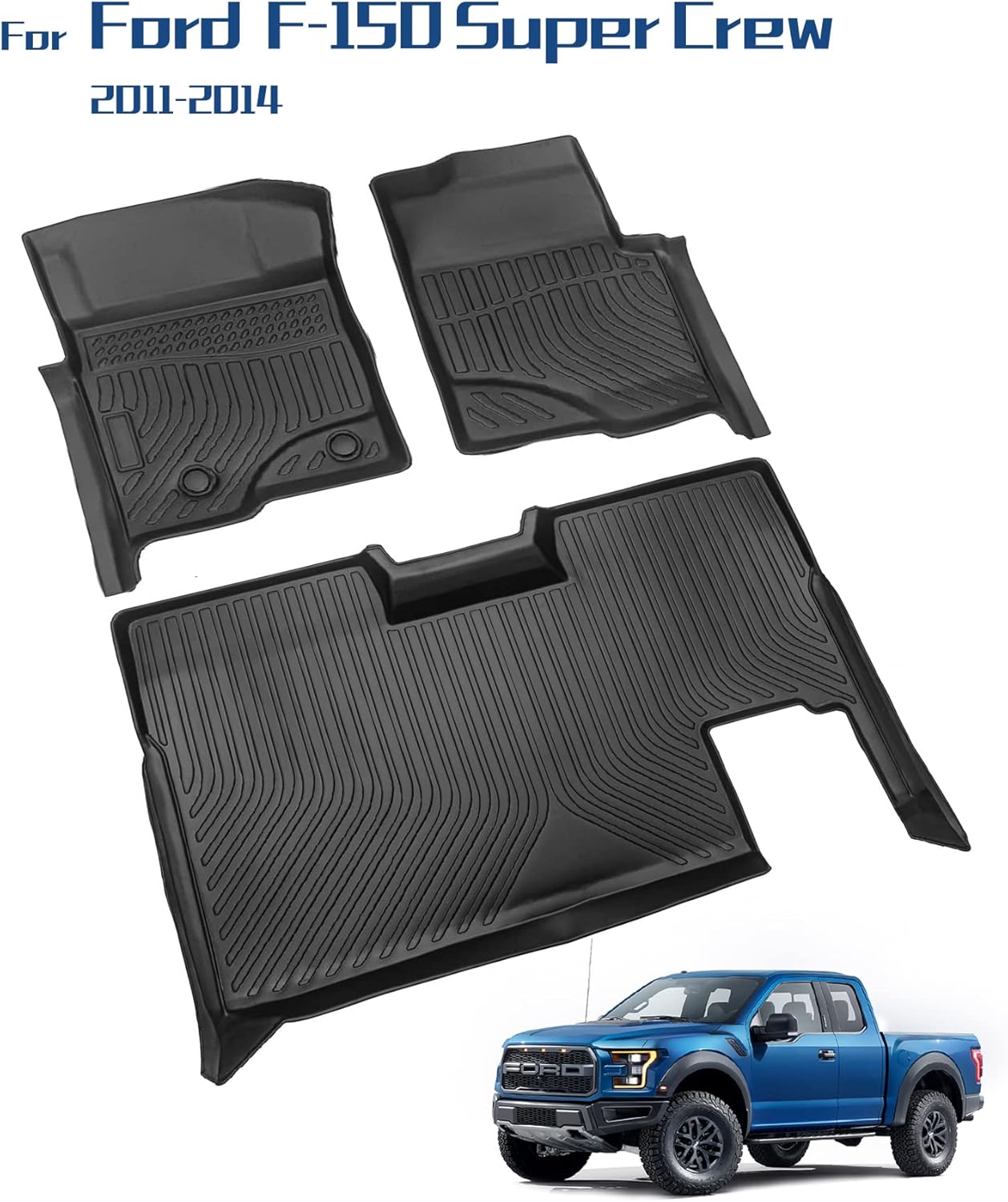 Landrol Heavy Duty Floor Mats Replacement for Ford F150/F150 Super Crew 2011 2012