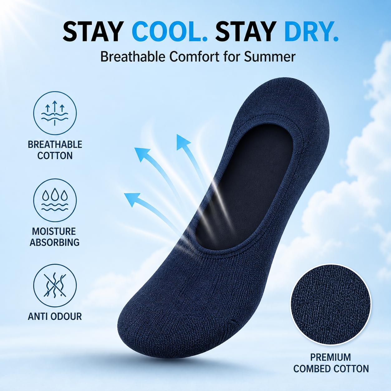 XJARVIS Calcetines mocasines antideslizantes de corte bajo para hombres y mujeres con algodón peinado para deportes, correr y senderismo, paquete de 5 (tamaño libre)