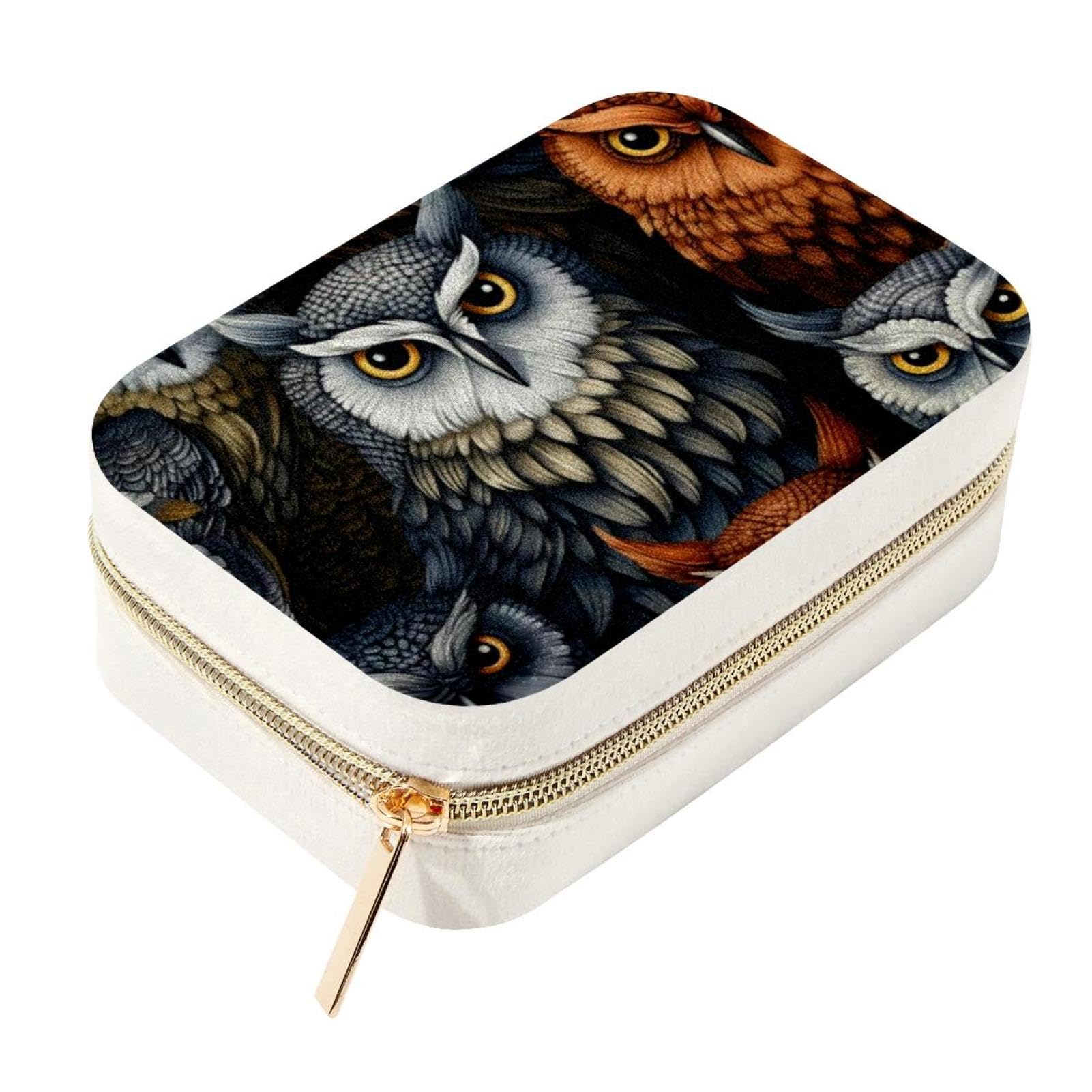 Boîte à bijoux de voyage hibou en velours pour organiser vos bagues et colliers en déplacement