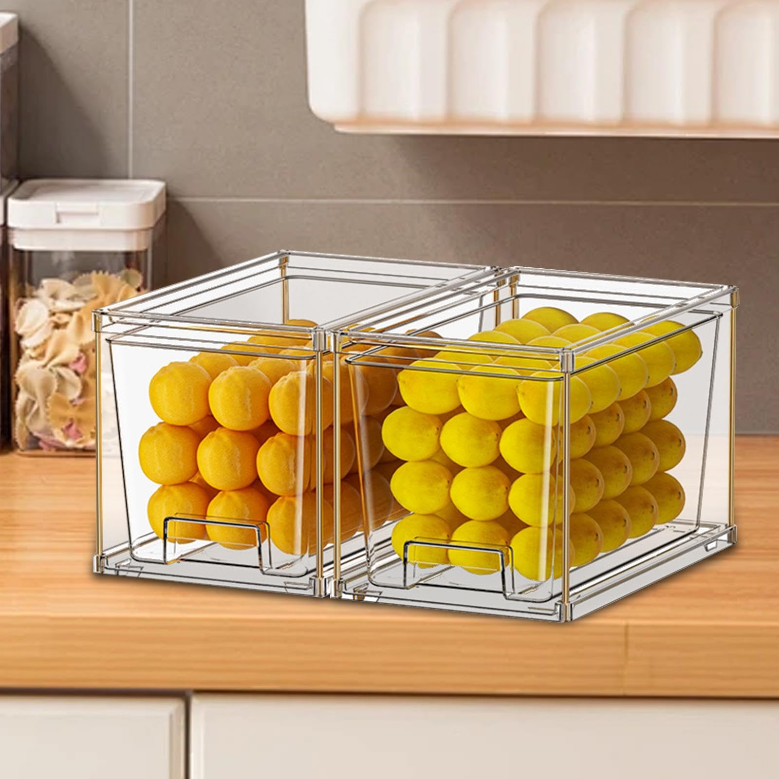 2 Cajas Organizadoras para Refrigerador, Cajas de Almacenamiento Multifuncionales Transparentes de Gran Capacidad para