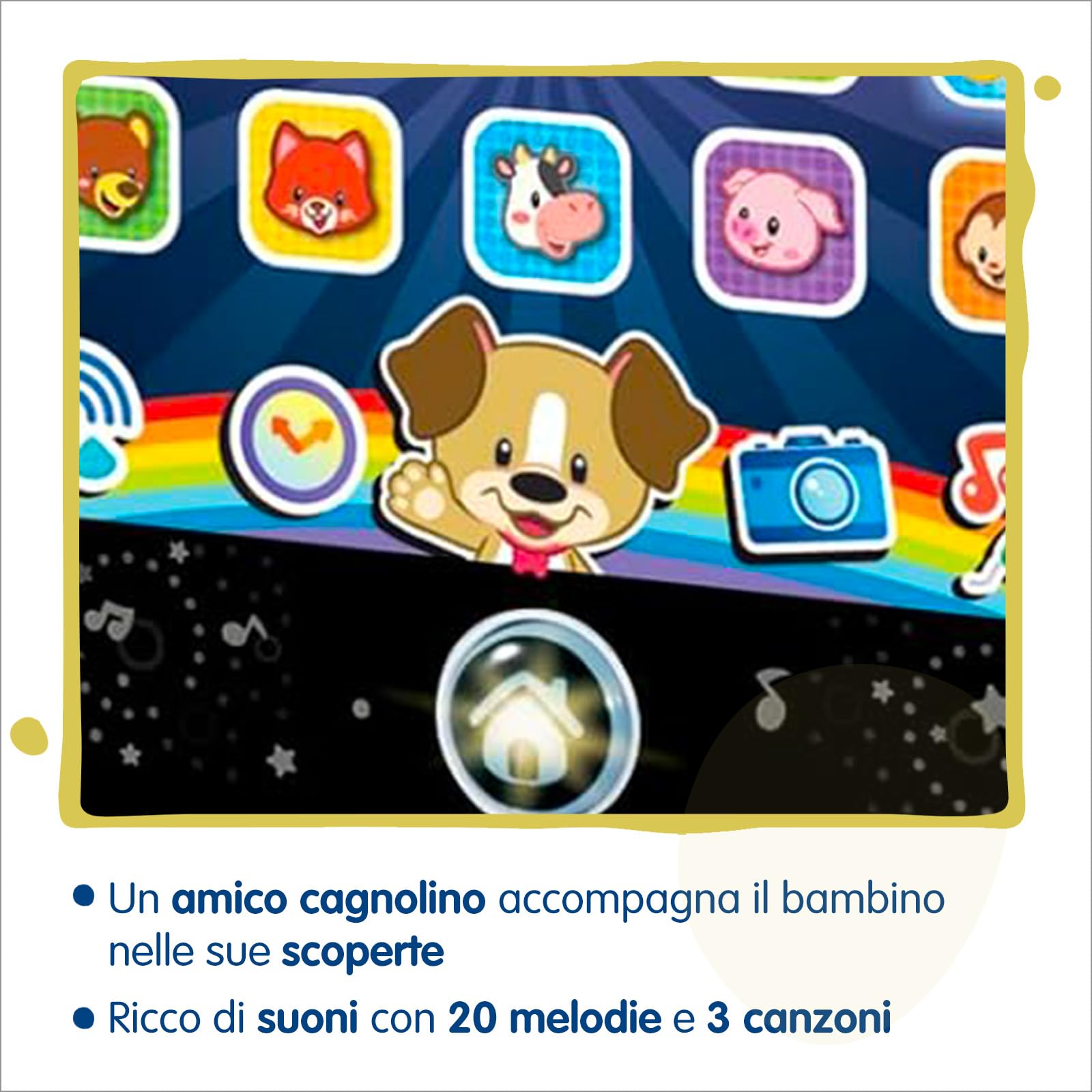 VTech Il Mio Super Tablet, Tablet per Bambini con 25 Icone Interattive ed Effetti Luminosi, Pratica Maniglia, Gioco Bambino con Animali, Forme e Numeri, Lingua Italiana, Batterie Incluse, 9-36 Mesi
