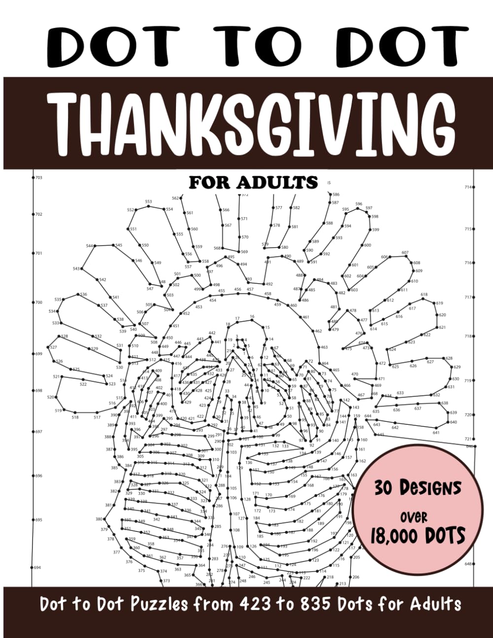 Dot to Dot Thanksgiving for Adults: Thanksgiving Connect the Dots Book for Adults (Over 18000 dots) (Dot to Dot Books for Adults)