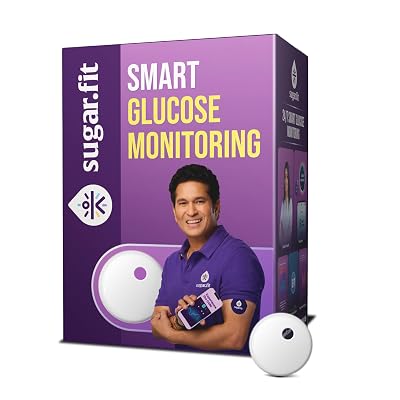 Sugar.fit Smart Glucose Monitoring, Real-Time Blood Sugar Level Tracking, Bluetooth-Enabled, Last upto 15 days, Coach Co
