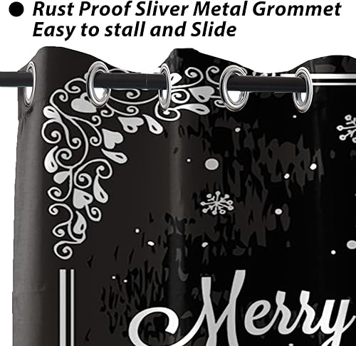 Miniatura 31 de Baocicco Cortinas opacas de Navidad para dormitorio, sala de estar, árbol de Navidad, chimenea, cortinas de ventana con ojales, cortinas familiares