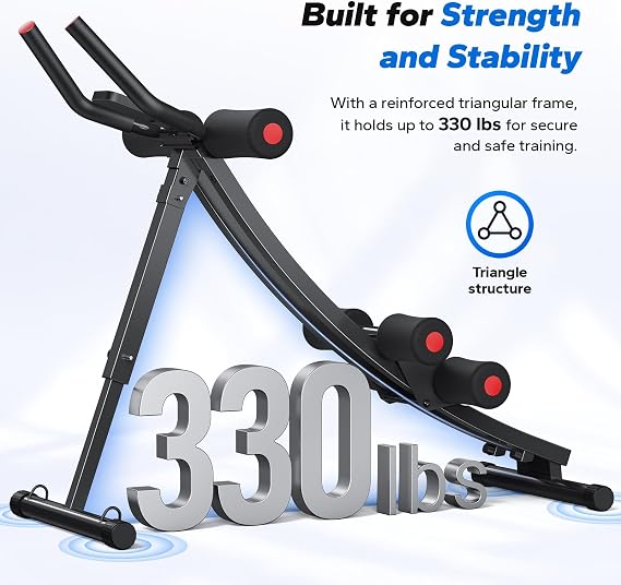 MERACH Dual Track Ab Machine, Adjustable Ab Trainer Machine, Ab Workout Equipment for Home Gym, Ergonomic Arc Track for Better Abs, Foldable Workout Machine for Full Body Workout Home Exercise