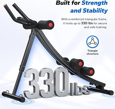 MERACH Dual Track Ab Machine, Adjustable Ab Trainer Machine, Ab Workout Equipment for Home Gym, Ergonomic Arc Track for Better Abs, Foldable Workout Machine for Full Body Workout Home Exercise