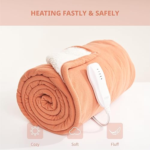Miniatura 2 de Manta térmica, manta eléctrica, 50 x 60 pulgadas, manta térmica suave con 5 niveles de calefacción y 3 horas de apagado automático, protección
