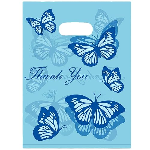 Miniatura 15 de Joyhey 100 unidades de 7.8" x 9.8" bolsas de plástico para mercancía, bolsas de compras y venta al por menor para boutique con asas troqueladas