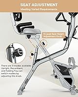 Vista 8 de pooboo Folding Exercise Bike, Foldable Upright Stationary Bike, Indoor Cycling Magnetic X-Bike with 8-Level Adjustable Resistance, 6.6 LBS Flywheel